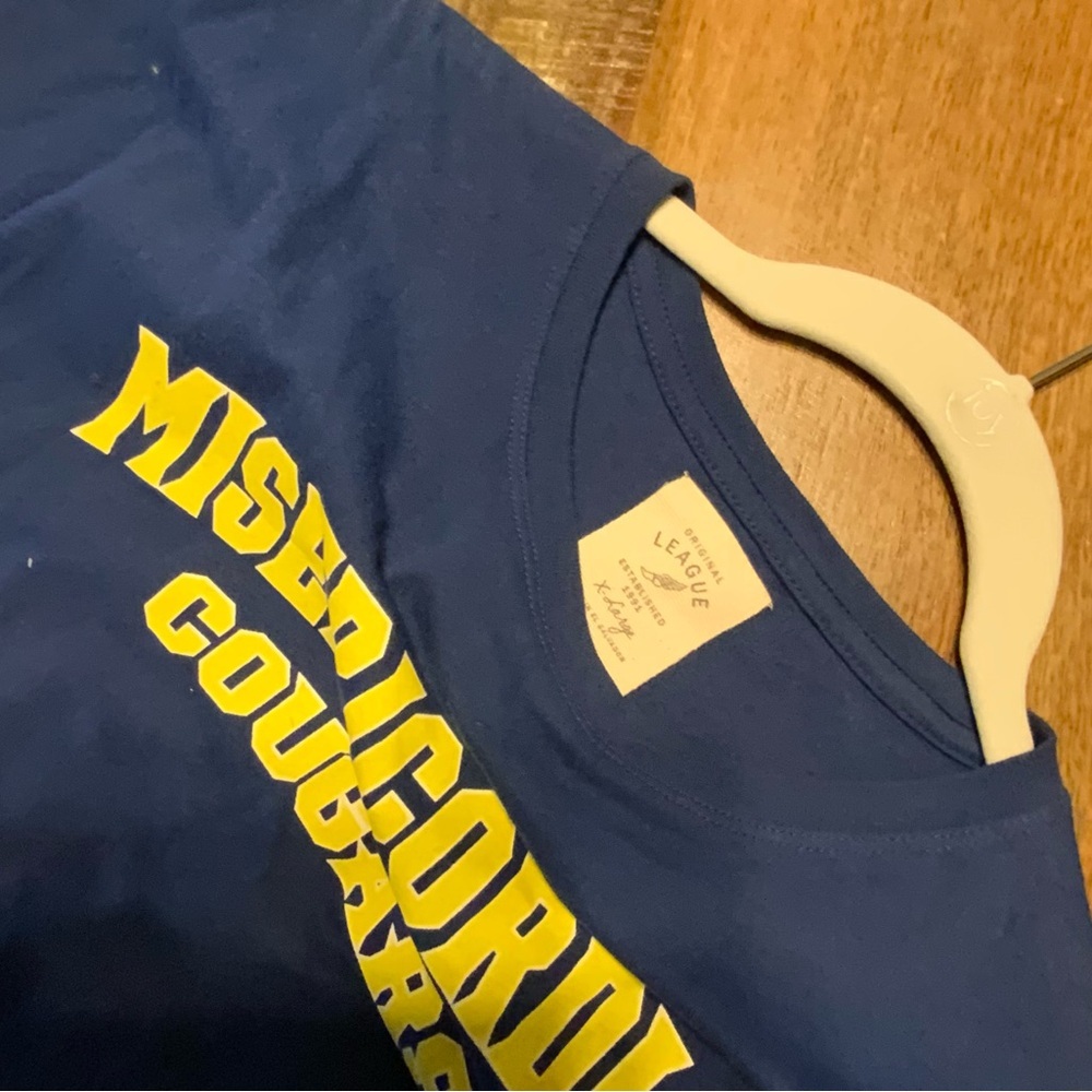 League Blue T-Shirt with Yellow Misericordia Cougars Print - Picture 2 of 4
